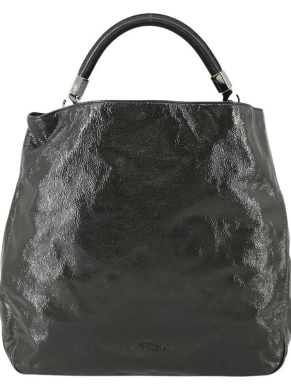 SAINT LAURENT Shoulder Bag Enamel Khaki Silver Auth - Picture 2 of 16